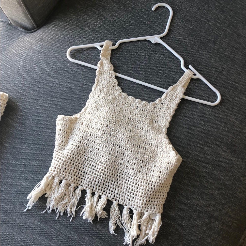 Crochet crop top with fringe